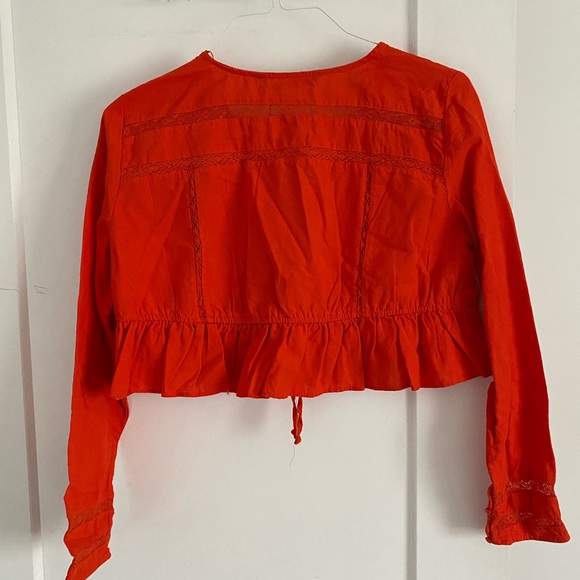 Zara orange embroidery peplum crop jacket Nwt - Picture 3 of 8